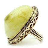 IP Gold(Ion Plating) Brass Ring with Synthetic Synthetic Stone in Apple Green color