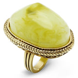 IP Gold(Ion Plating) Brass Ring with Synthetic Synthetic Stone in Apple Green color