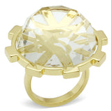 Gold Brass Ring with Synthetic Synthetic Glass in Clear