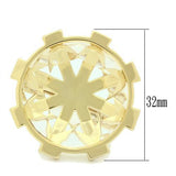 Gold Brass Ring with Synthetic Synthetic Glass in Clear
