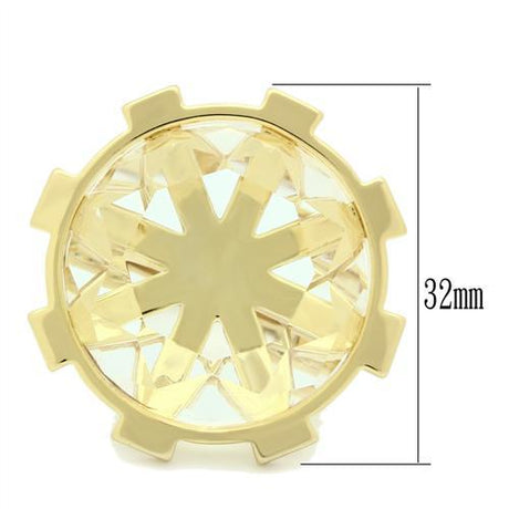 Gold Brass Ring with Synthetic Synthetic Glass in Clear