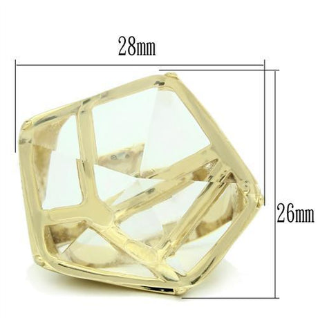 Gold Brass Ring with Synthetic Synthetic Stone in Clear