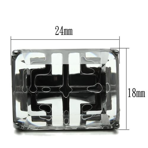 TIN Cobalt Black Brass Ring with Synthetic Synthetic Stone in Clear
