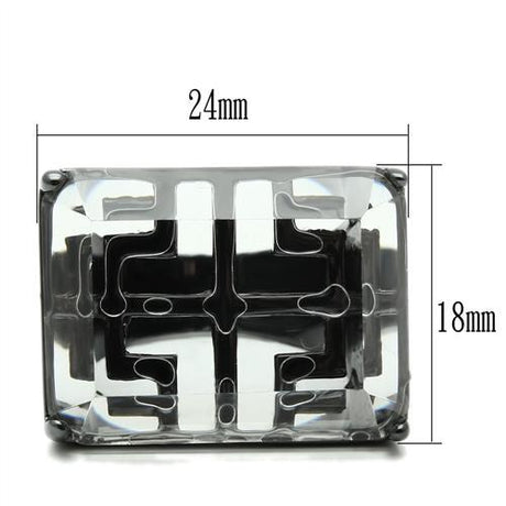 TIN Cobalt Black Brass Ring with Synthetic Synthetic Stone in Clear