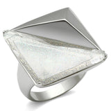 Rhodium Brass Ring with Synthetic Synthetic Stone in Aurora Borealis (Rainbow Effect)