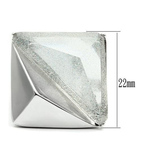 Rhodium Brass Ring with Synthetic Synthetic Stone in Aurora Borealis (Rainbow Effect)