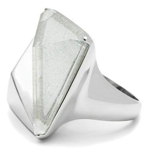 Rhodium Brass Ring with Synthetic Synthetic Stone in Aurora Borealis (Rainbow Effect)
