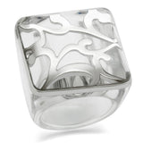 Rhodium Brass Ring with Synthetic Synthetic Stone in Clear