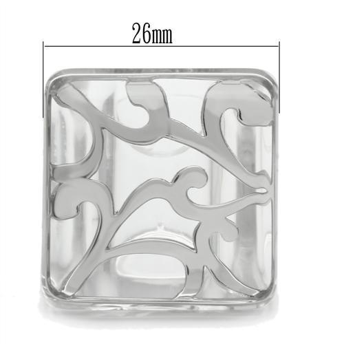 Rhodium Brass Ring with Synthetic Synthetic Stone in Clear