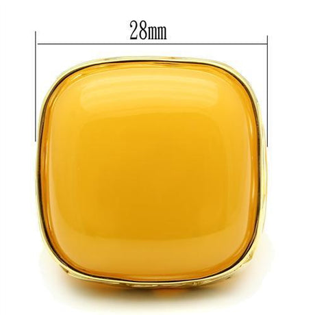 IP Gold(Ion Plating) Brass Ring with Synthetic Synthetic Stone in Topaz