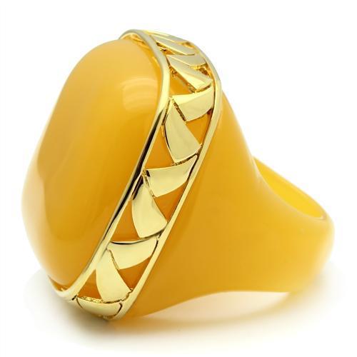 IP Gold(Ion Plating) Brass Ring with Synthetic Synthetic Stone in Topaz