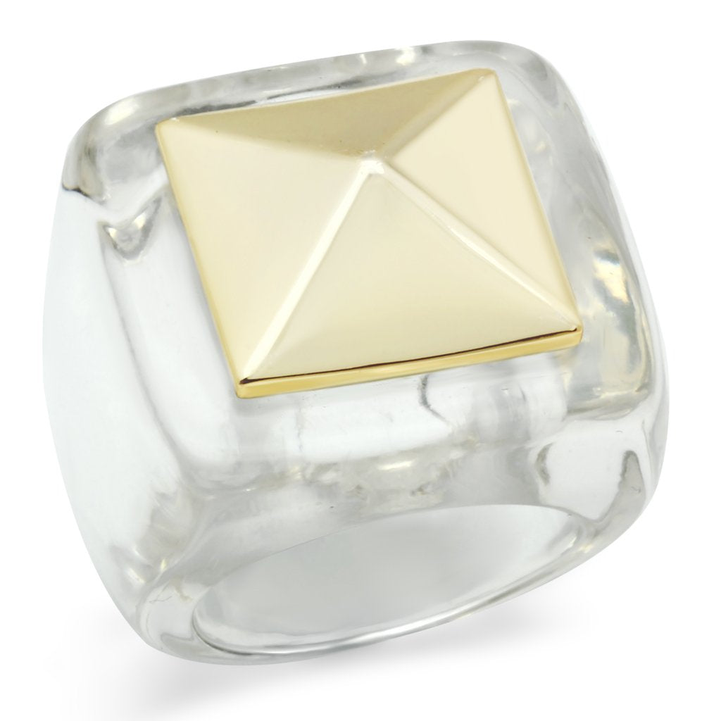 Gold Brass Ring with Synthetic Synthetic Stone in Clear