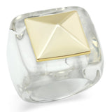 Gold Brass Ring with Synthetic Synthetic Stone in Clear