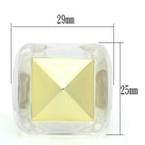 Gold Brass Ring with Synthetic Synthetic Stone in Clear
