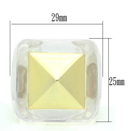 Gold Brass Ring with Synthetic Synthetic Stone in Clear