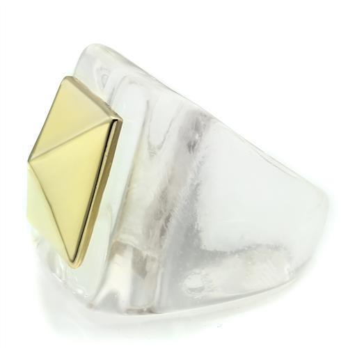 Gold Brass Ring with Synthetic Synthetic Stone in Clear