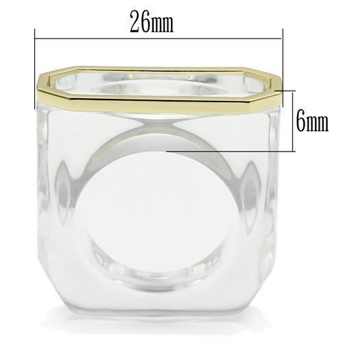 Gold Brass Ring with Synthetic Synthetic Stone in Clear