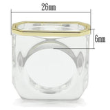 Gold Brass Ring with Synthetic Synthetic Stone in Clear