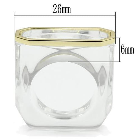 Gold Brass Ring with Synthetic Synthetic Stone in Clear