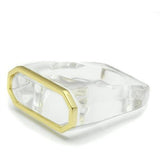 Gold Brass Ring with Synthetic Synthetic Stone in Clear