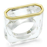 Gold Brass Ring with Synthetic Synthetic Stone in Clear