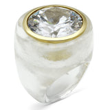Gold Brass Ring with AAA Grade CZ  in Clear