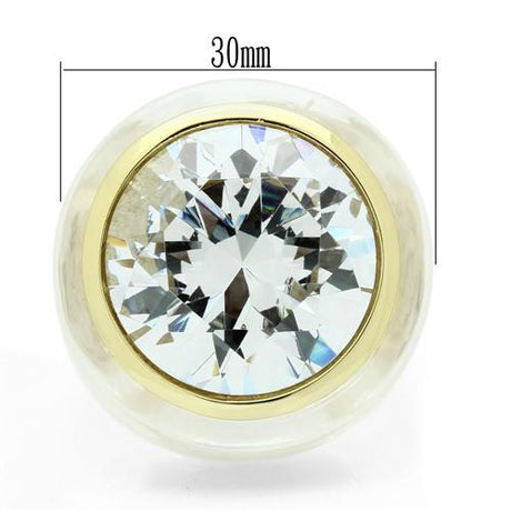 Gold Brass Ring with AAA Grade CZ  in Clear
