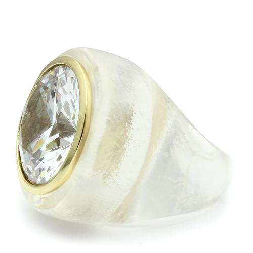 Gold Brass Ring with AAA Grade CZ  in Clear