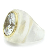 Gold Brass Ring with AAA Grade CZ  in Clear