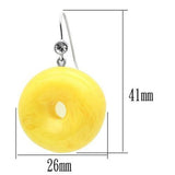 IP rhodium (PVD) Brass Earrings with Synthetic Synthetic Stone in Topaz