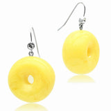 IP rhodium (PVD) Brass Earrings with Synthetic Synthetic Stone in Topaz