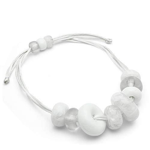 Resin Necklace with Synthetic Synthetic Stone in White
