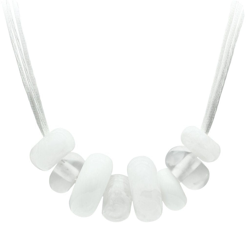 Resin Necklace with Synthetic Synthetic Stone in White