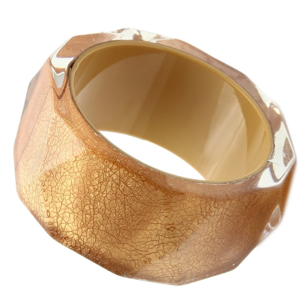 Resin Bangle with Synthetic Synthetic Stone in Brown
