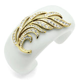 IP Gold(Ion Plating) Brass Bangle with Synthetic Synthetic Stone in White
