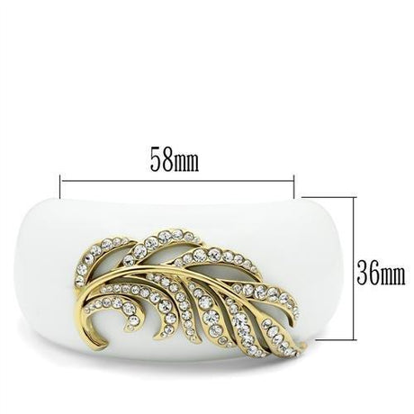 IP Gold(Ion Plating) Brass Bangle with Synthetic Synthetic Stone in White