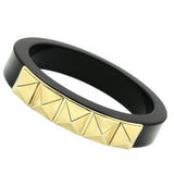 IP Gold(Ion Plating) Brass Bangle with Synthetic Synthetic Stone in Jet
