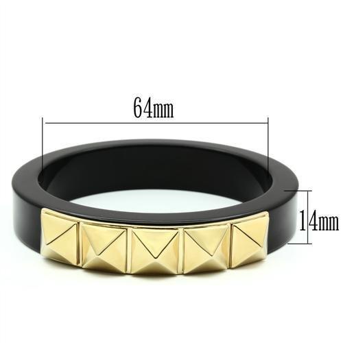IP Gold(Ion Plating) Brass Bangle with Synthetic Synthetic Stone in Jet