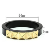 IP Gold(Ion Plating) Brass Bangle with Synthetic Synthetic Stone in Jet