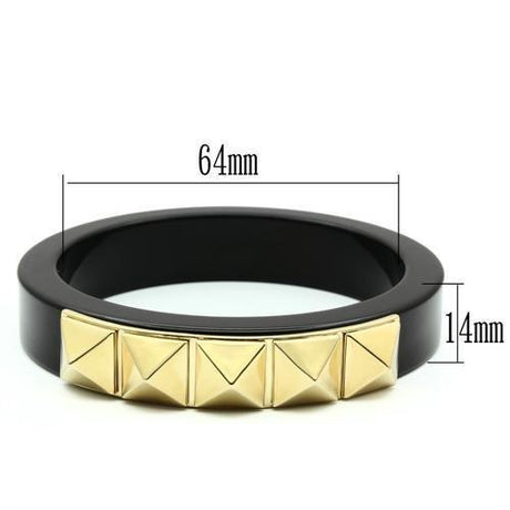IP Gold(Ion Plating) Brass Bangle with Synthetic Synthetic Stone in Jet