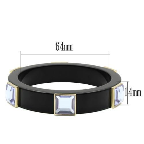 IP Gold(Ion Plating) Brass Bangle with Synthetic Acrylic in Light Amethyst