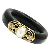 IP Gold(Ion Plating) Brass Bangle with Synthetic Pearl in White