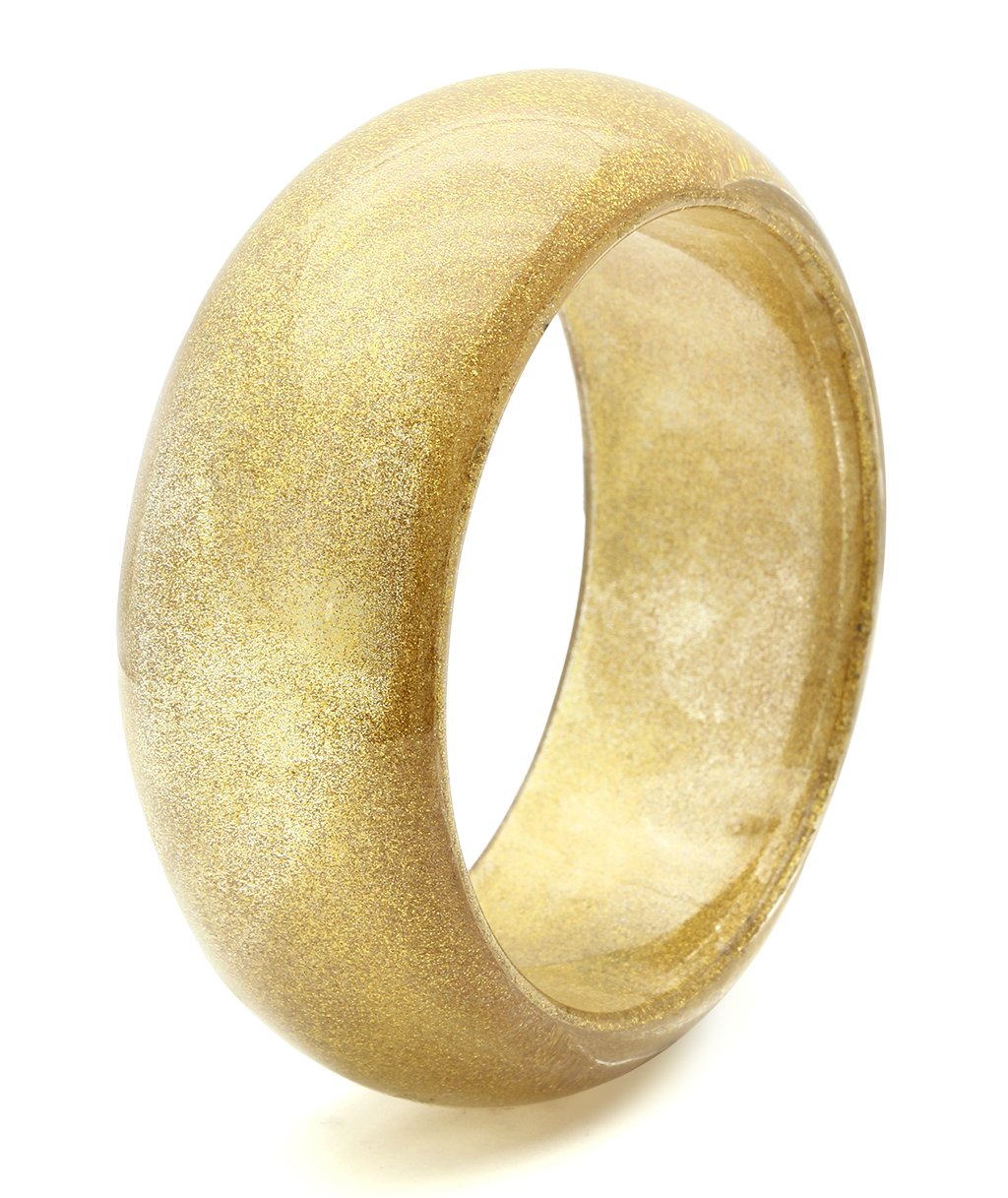 Resin Bangle with Synthetic Synthetic Stone in Brown