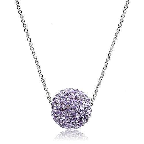 Rhodium Brass Chain Pendant with Top Grade Crystal  in Light Amethyst