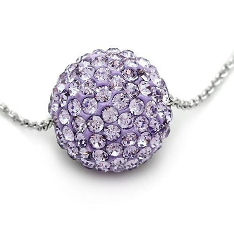 Rhodium Brass Chain Pendant with Top Grade Crystal  in Light Amethyst