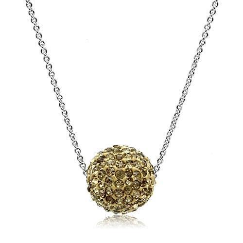 Rhodium Brass Chain Pendant with Top Grade Crystal  in Topaz