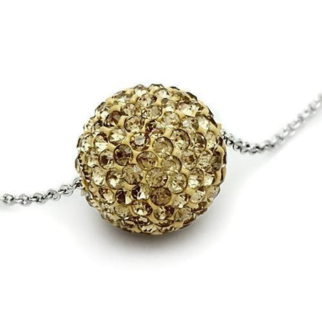 Rhodium Brass Chain Pendant with Top Grade Crystal  in Topaz