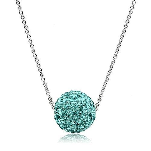 Rhodium Brass Chain Pendant with Top Grade Crystal  in Sea Blue