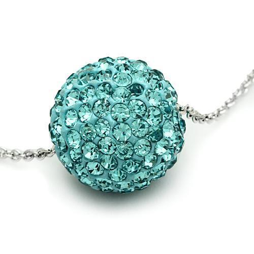 Rhodium Brass Chain Pendant with Top Grade Crystal  in Sea Blue
