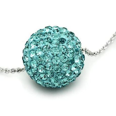 Rhodium Brass Chain Pendant with Top Grade Crystal  in Sea Blue